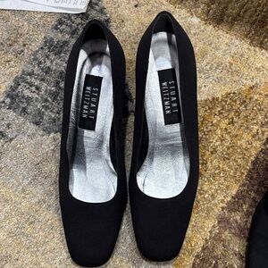 Stuart Weitzman Black Flats with Silver Insole